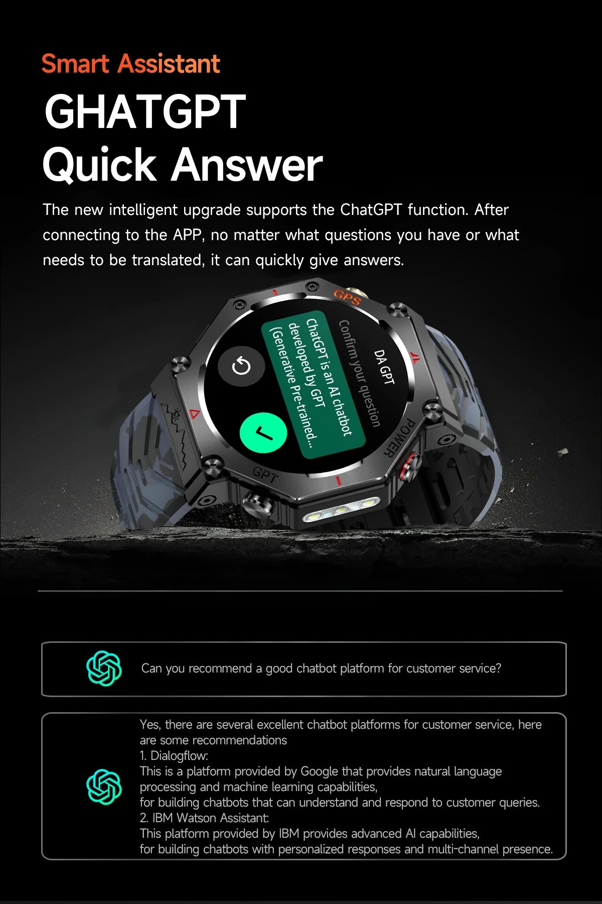 Military Grade GPS Smart Watch – IP69K/10ATM Waterproof AMOLED, 100+ Sports Modes, HD Bluetooth Calls