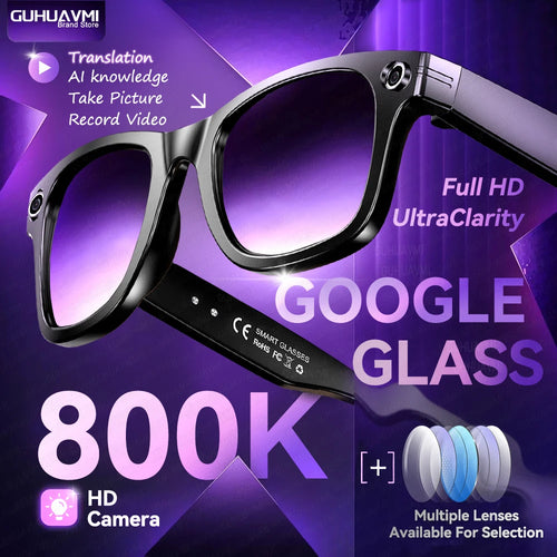 Home Sweet Home AI Smart Glasses with 8MP camera, Bluetooth, multilingual support, and ChatGPT 4.0 functionality.