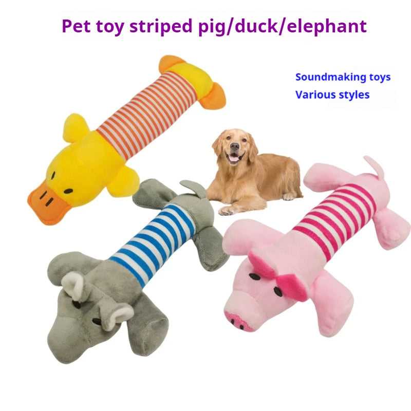 Squeaky Plush Dog Chew Toy – Elephant, Duck & Piglet Designs | Fleece Pet Toy