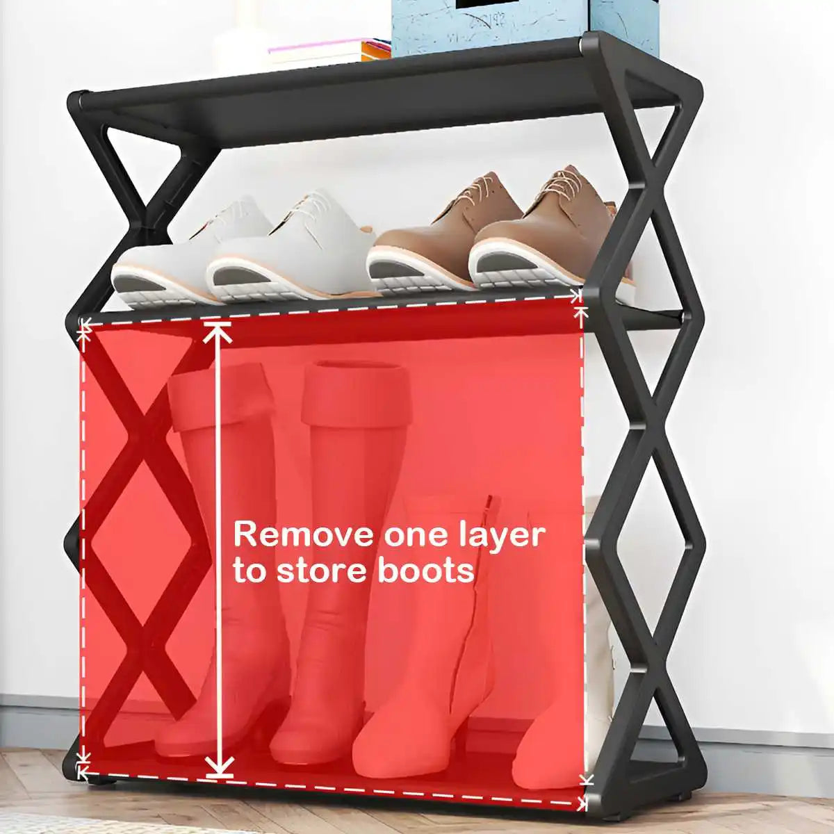 4-Tier X-Shape Shoe Rack – Foldable Dustproof Storage Organiser for Entryway, Hallway & Bedroom