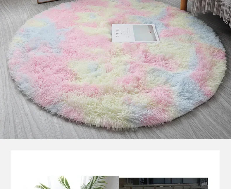 Super Soft Plush Round Rug – Fluffy Thick Pile Carpet for Living Room, Bedroom & Kids Room