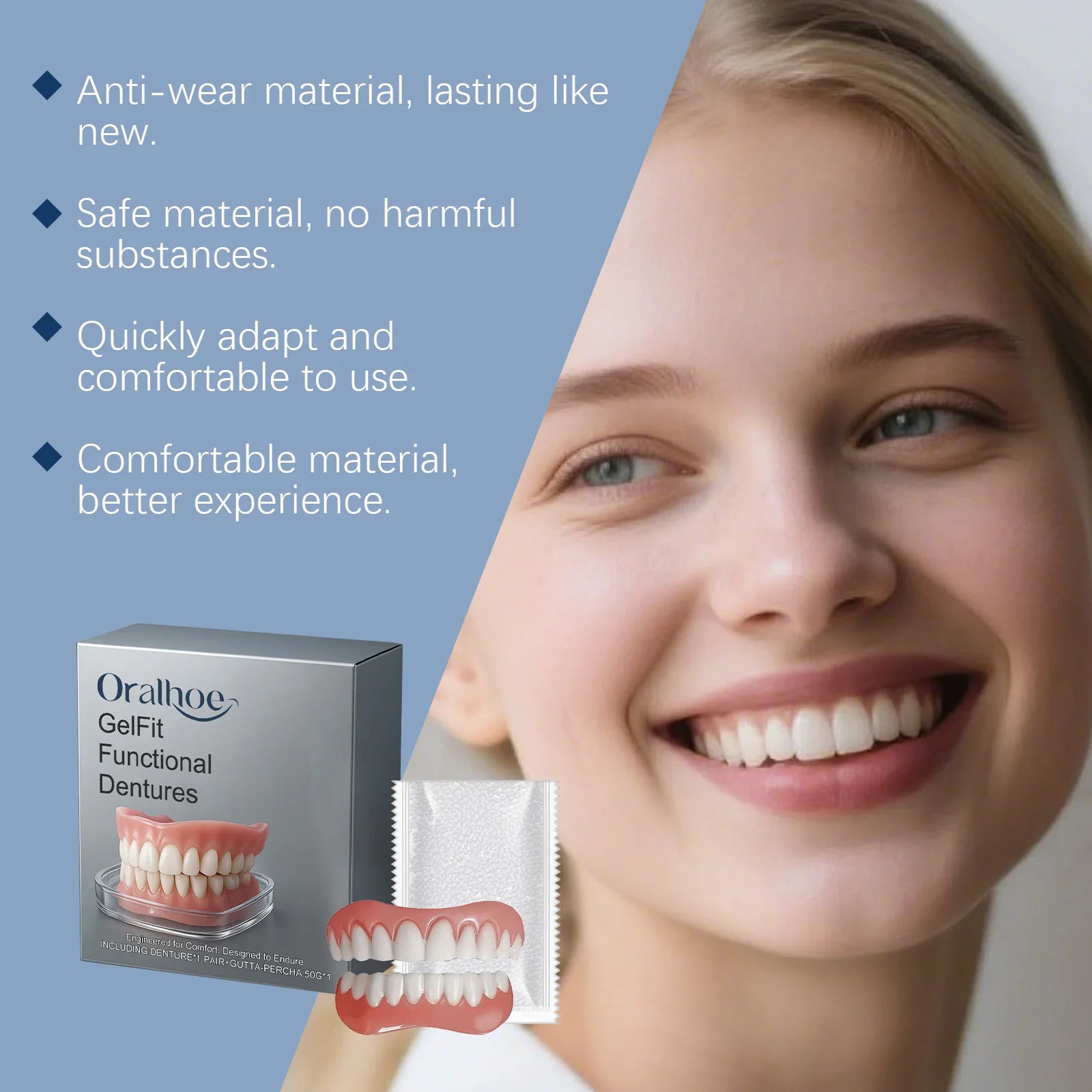 Gel-Fit Resin Denture Set — Cover Tooth Loss & Perfect Your Smile