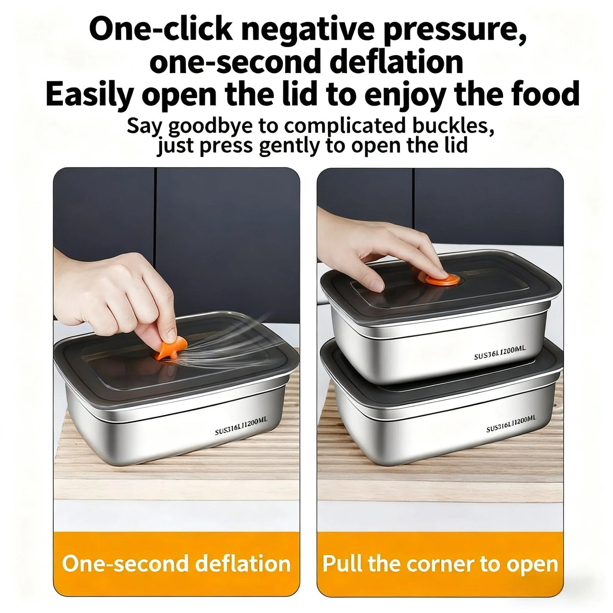 Stainless Steel Bento Box 1200ml Leak-Proof Lunch Box