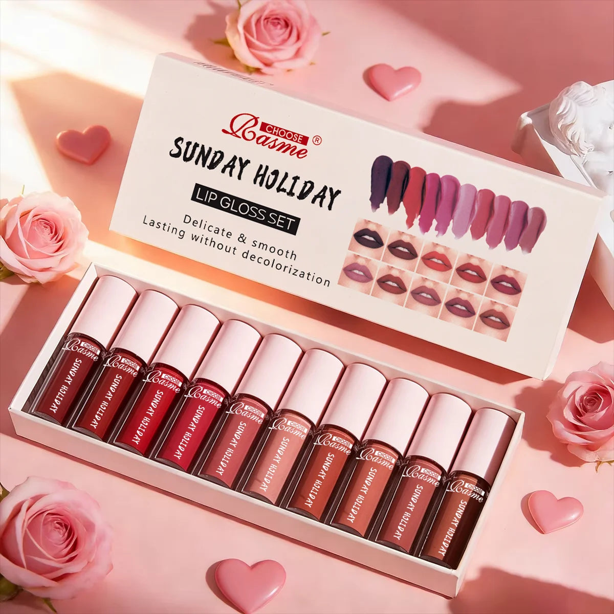 10-Piece Velvet Lip Gloss Set | Waterproof Long-Lasting Matte Lipstick