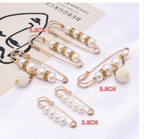 Pearl Waist Pin Clips – 6-Piece Set