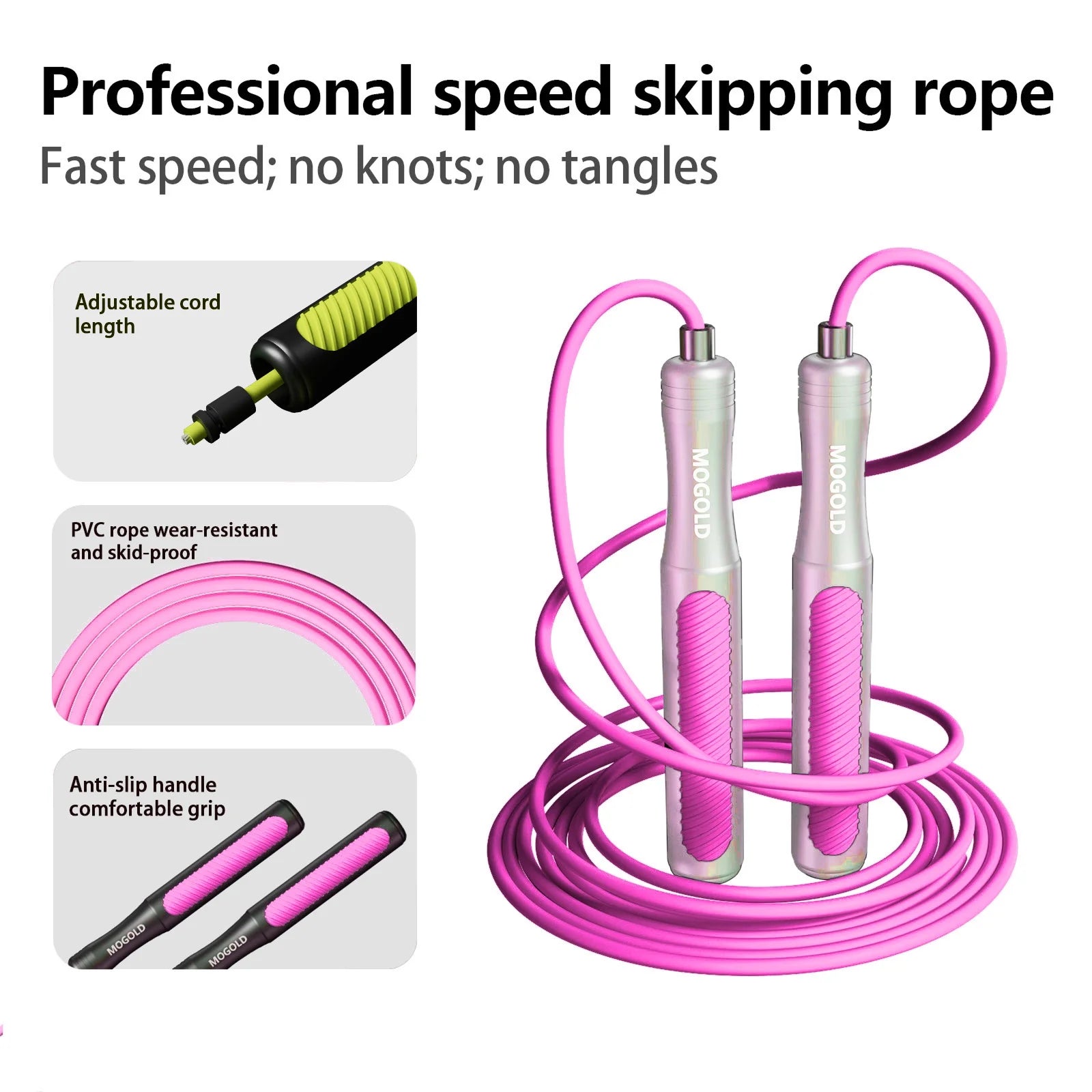 MOGOLD Professional Speed Skipping Rope — Steel Core, Non-Slip Grip