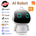Home Sweet Home Smart AI Robot, voice-activated educational toy with ChatGPT and multilingual capabilities, shown with interactive features.