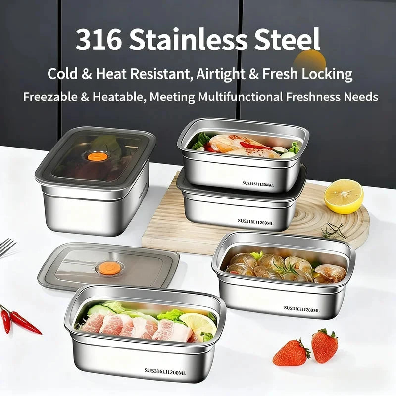 Stainless Steel Bento Box 1200ml Leak-Proof Lunch Box