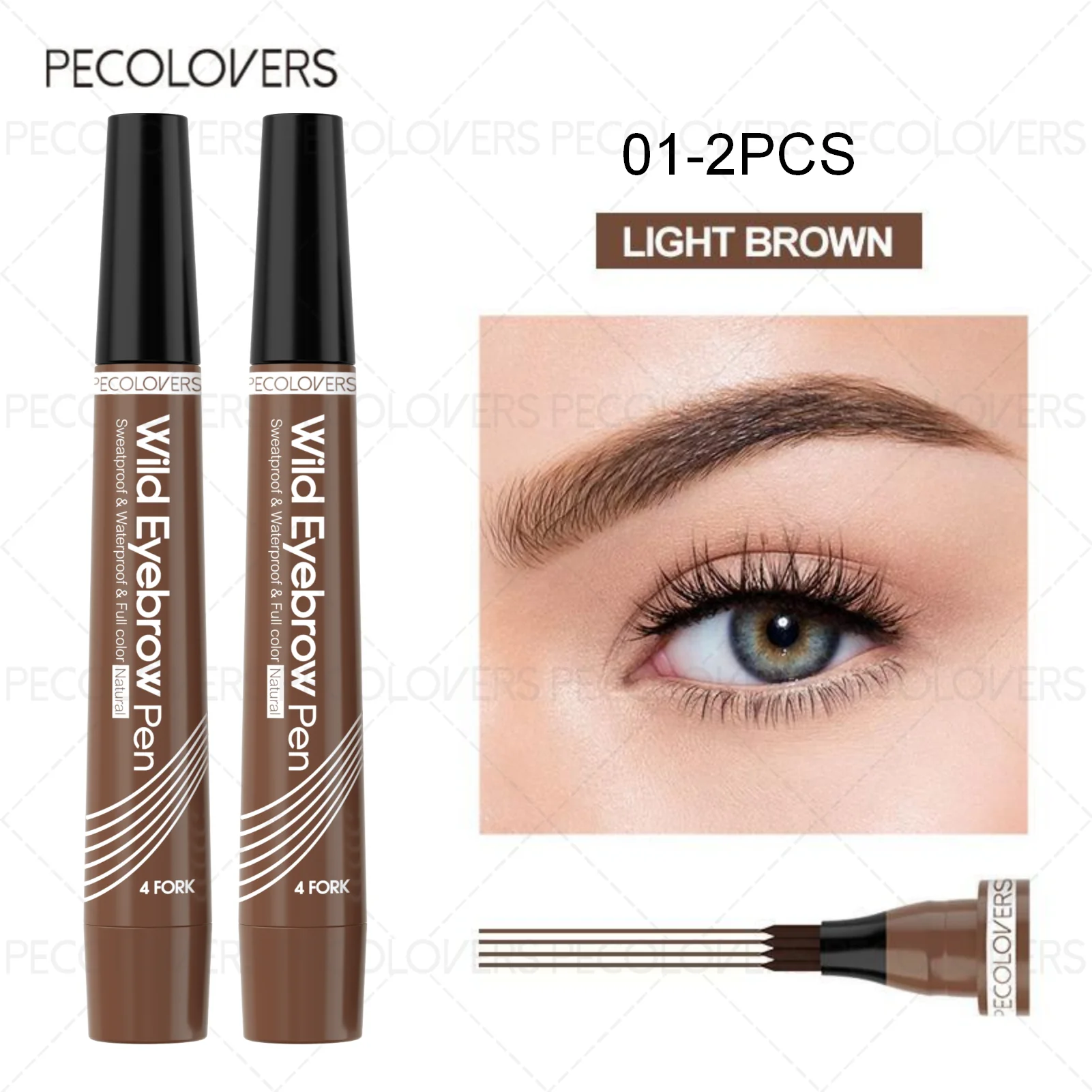 4-Tip Eyebrow Tattoo Pen – Waterproof Liquid Microblading Pencil, 6 Shades