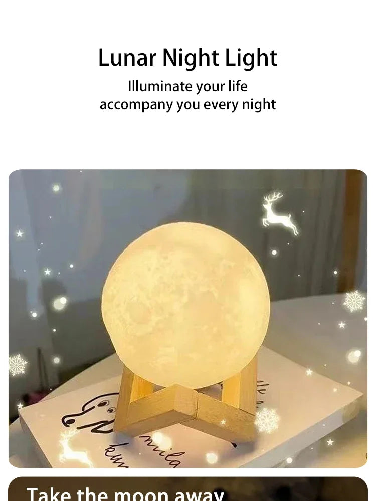 Cute Duck & Moon Night Light — LED Bedside Lamp, Kids Room Gift