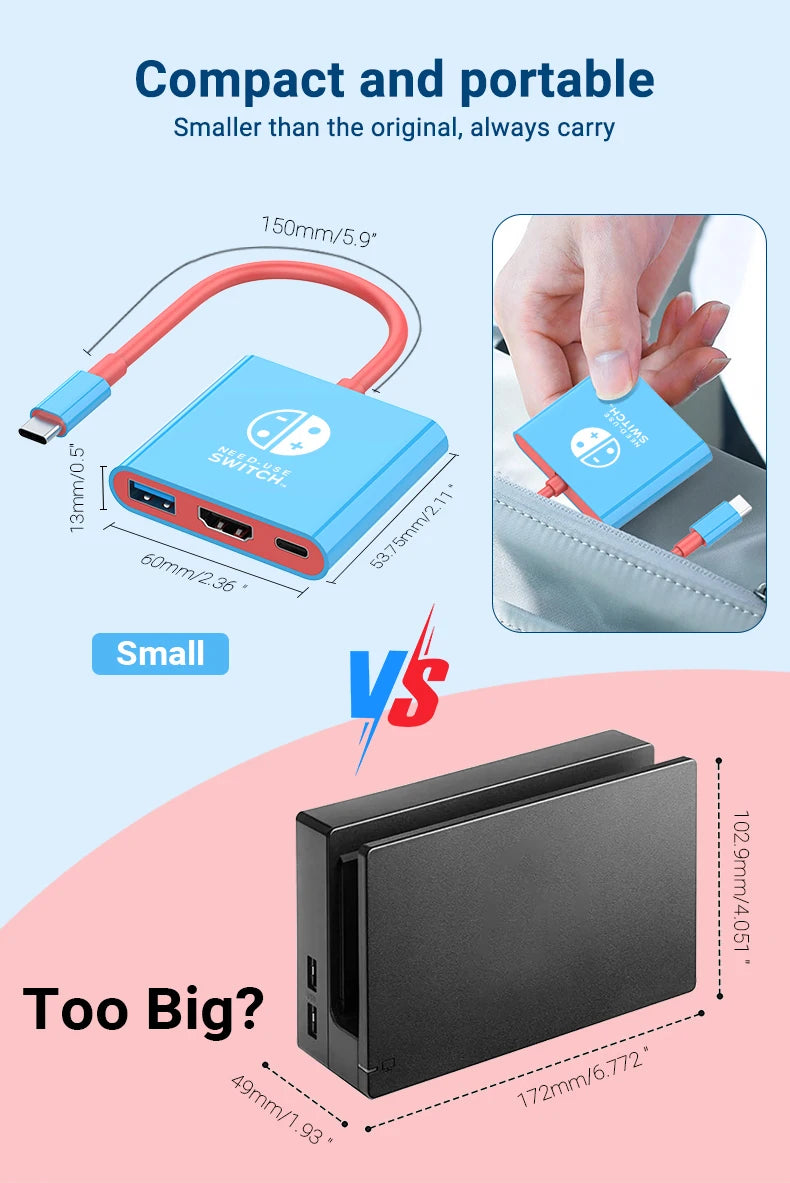 3-in-1 USB-C Hub — 4K HDMI, PD 100W Charging & USB 3.0 Docking Station