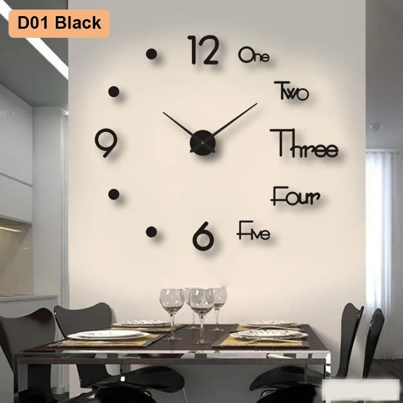 Large DIY 3D Wall Clock — Sunburst Number Poster, 90–120cm