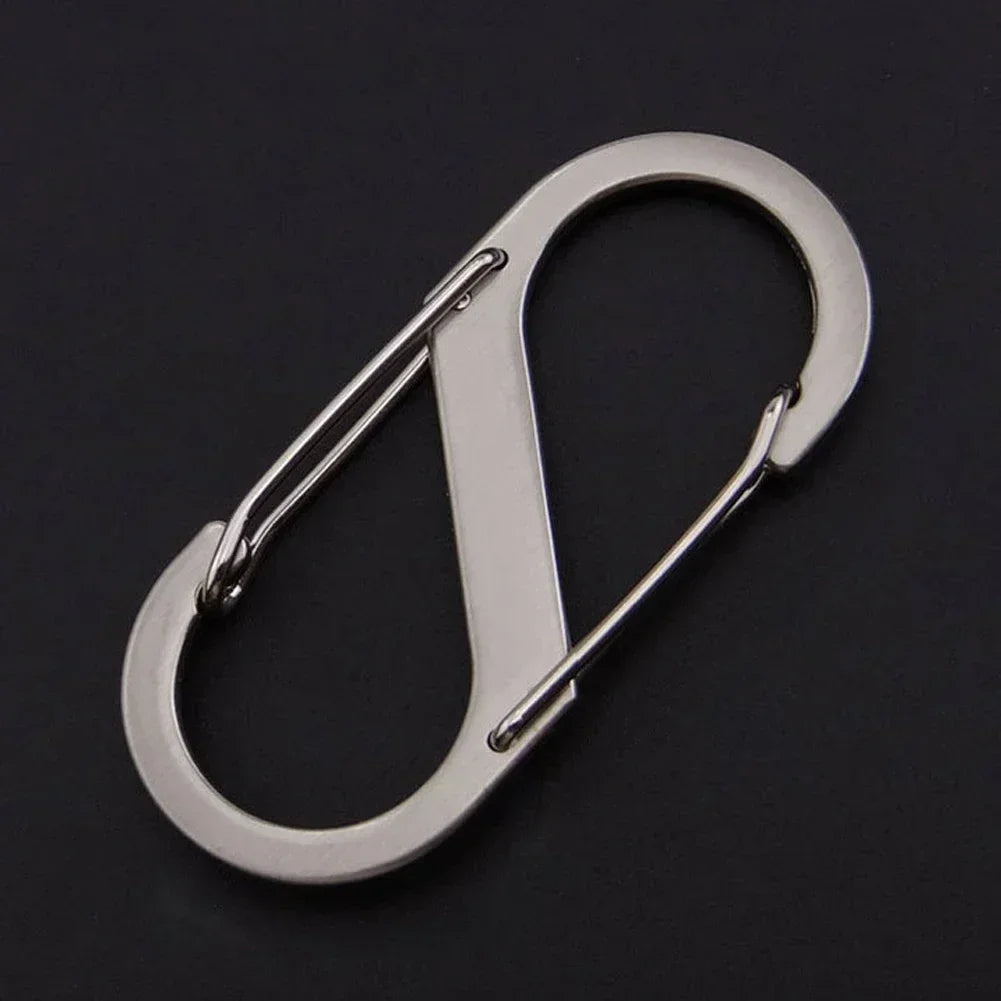 Set of 10 stainless steel S-type carabiner clips from Home Sweet Home, showcasing durable metal clips for key or gear organization.