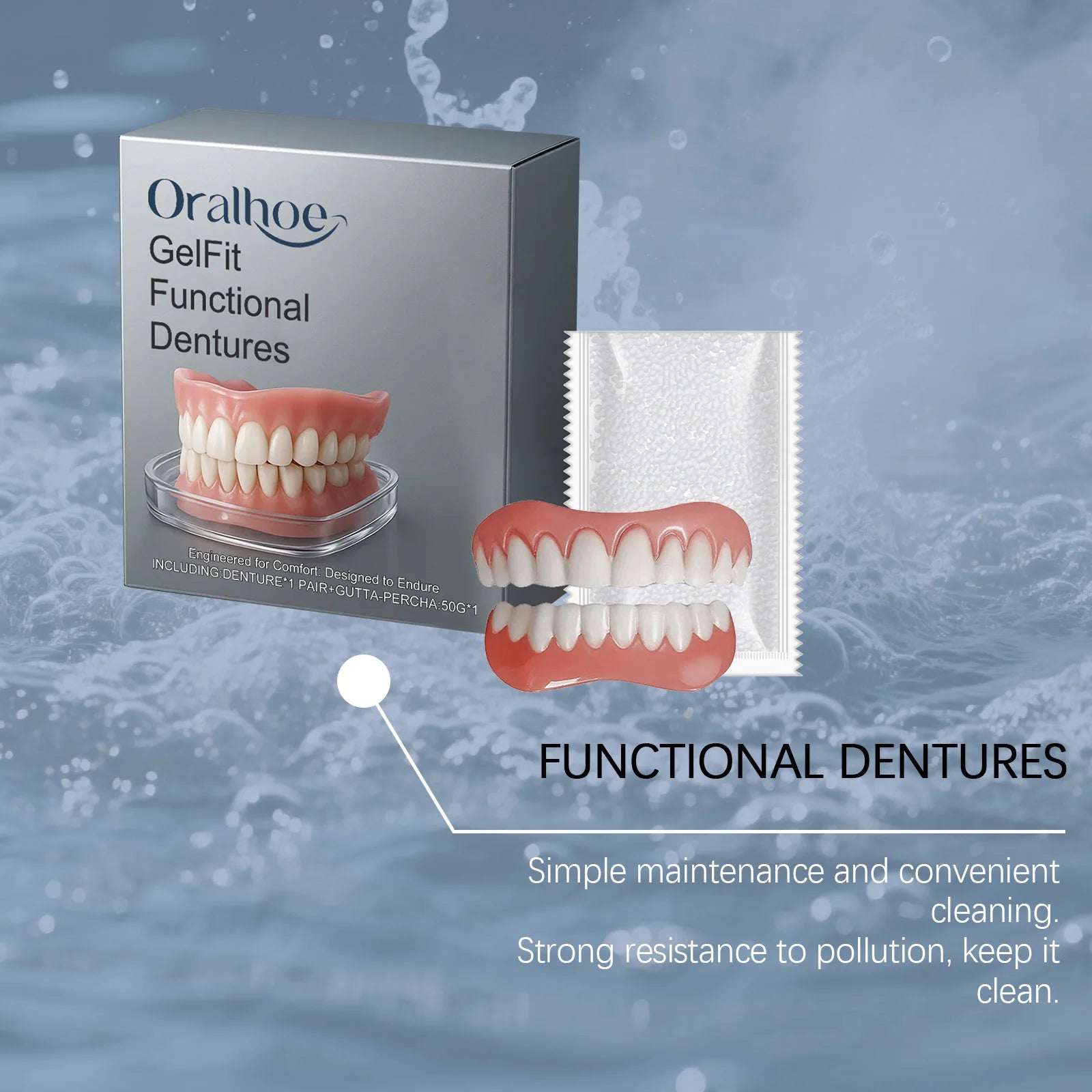 Gel-Fit Resin Denture Set — Cover Tooth Loss & Perfect Your Smile