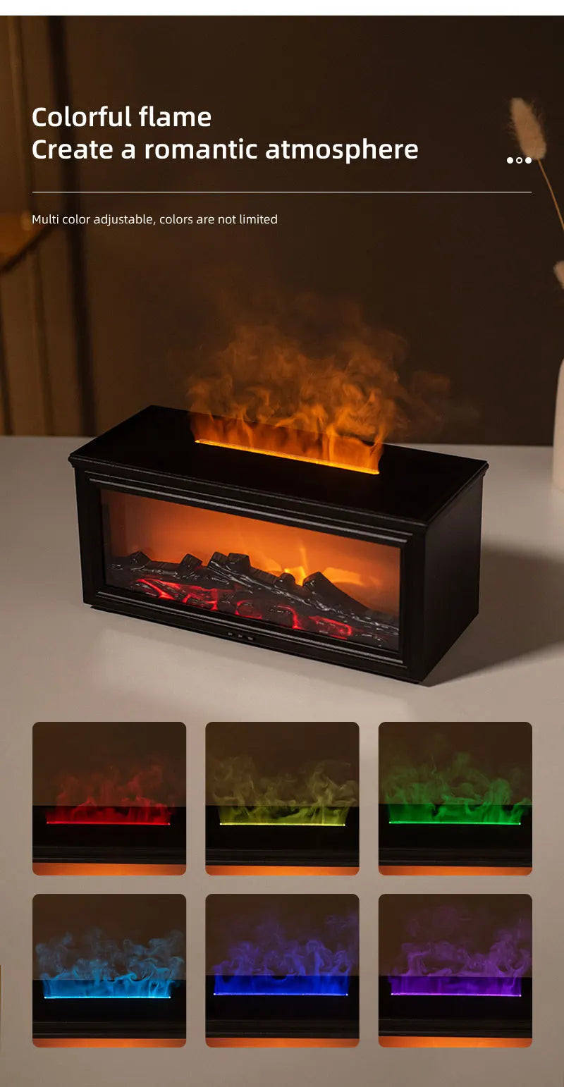 Home Sweet Home Flame Aromatherapy Diffuser and Humidifier with glowing LED light and mist outlet for relaxing ambiance