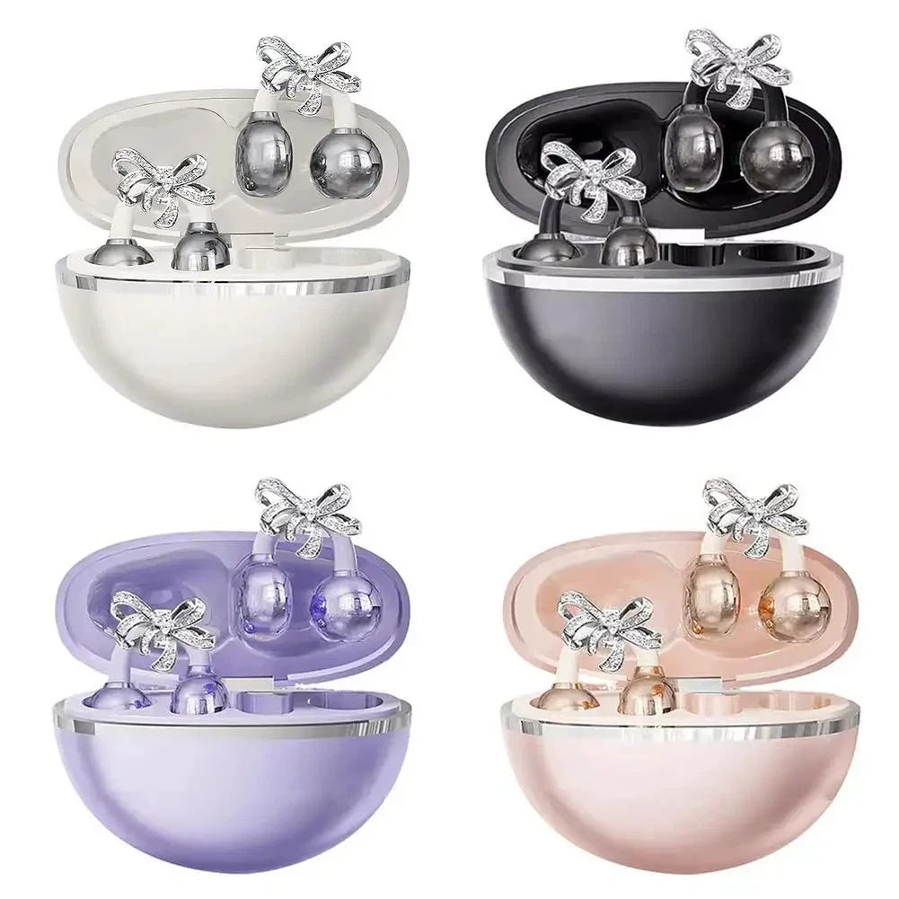 Vivo Open-Ear Bluetooth Clip-On Earbuds with Crystal Bowknot Earrings