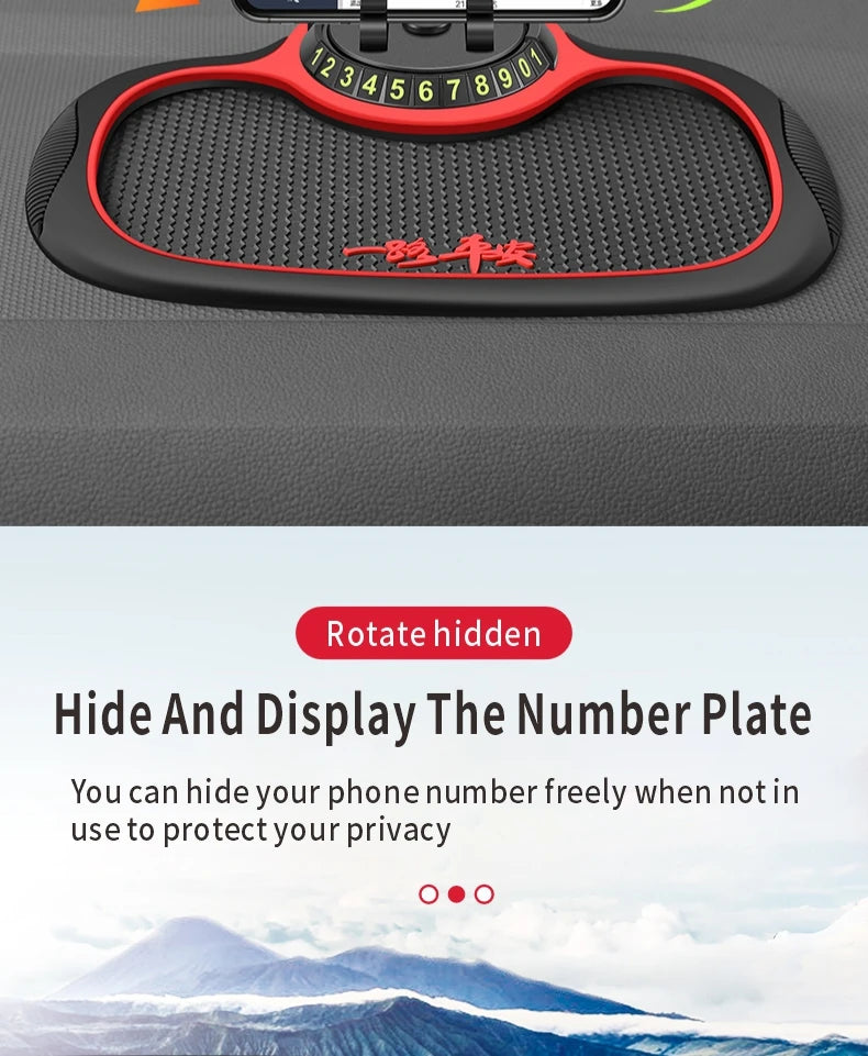 Home Sweet Home car anti-slip silicone dashboard mat holding phone and small items, designed for non-slip stability.