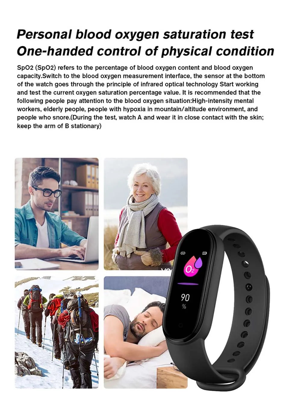 Home Sweet Home smart fitness bracelet with digital display and adjustable band, designed for health tracking and activity monitoring.