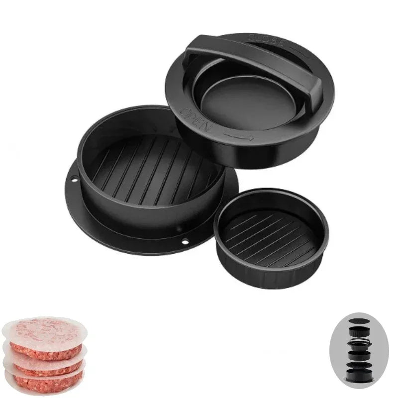 Home Sweet Home burger press and patty maker for easy, uniform homemade burger patties on a non-stick surface.