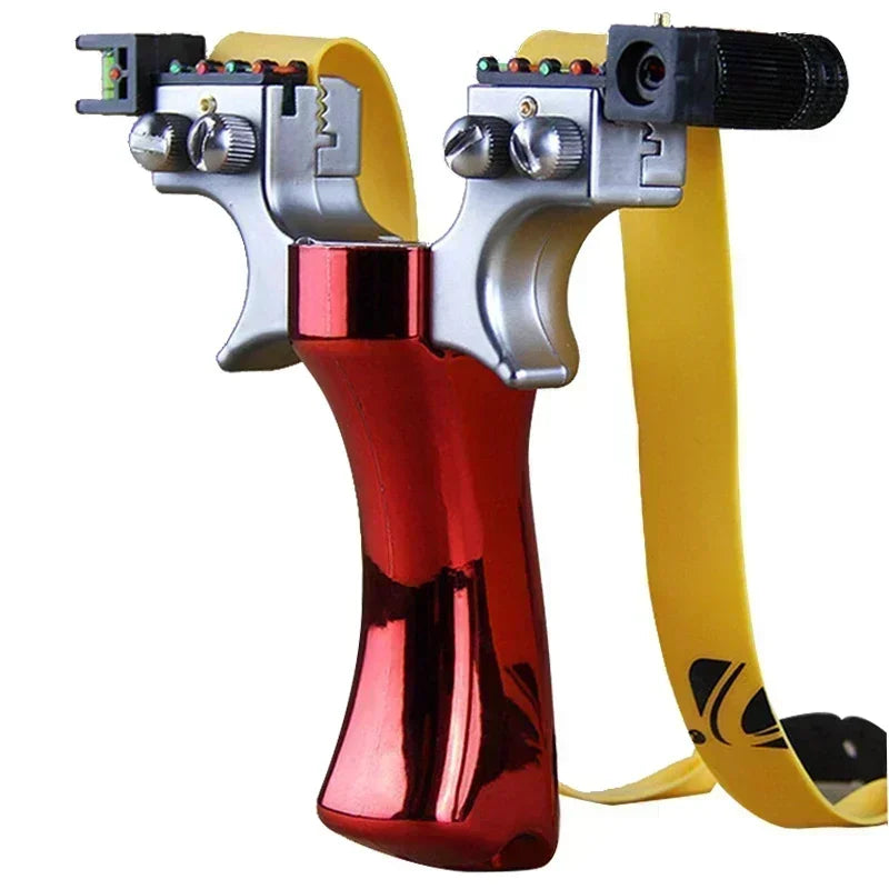 Laser slingshot with LED light and precision aiming from Home Sweet Home, featuring ergonomic grip and durable construction.
