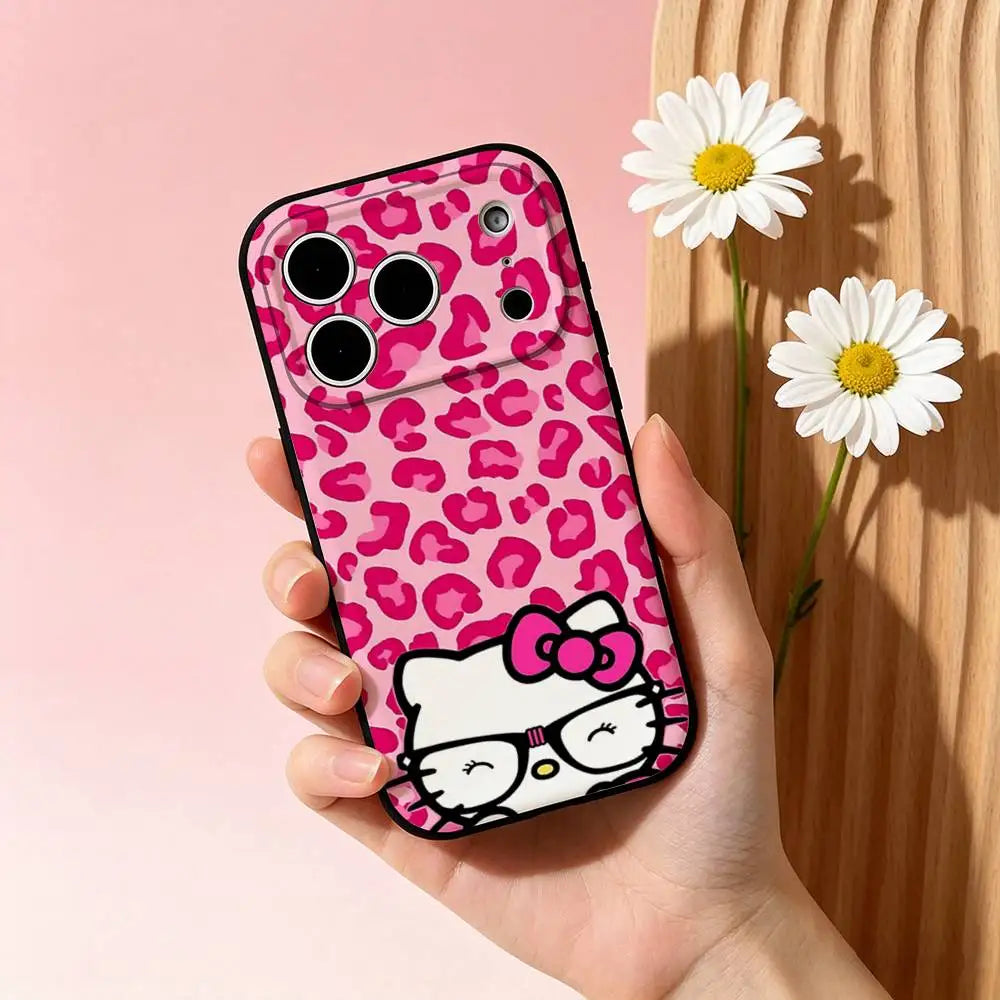 Kawaii Hello Kitty Leopard Print Phone Case | iPhone 11–17 Pro Max