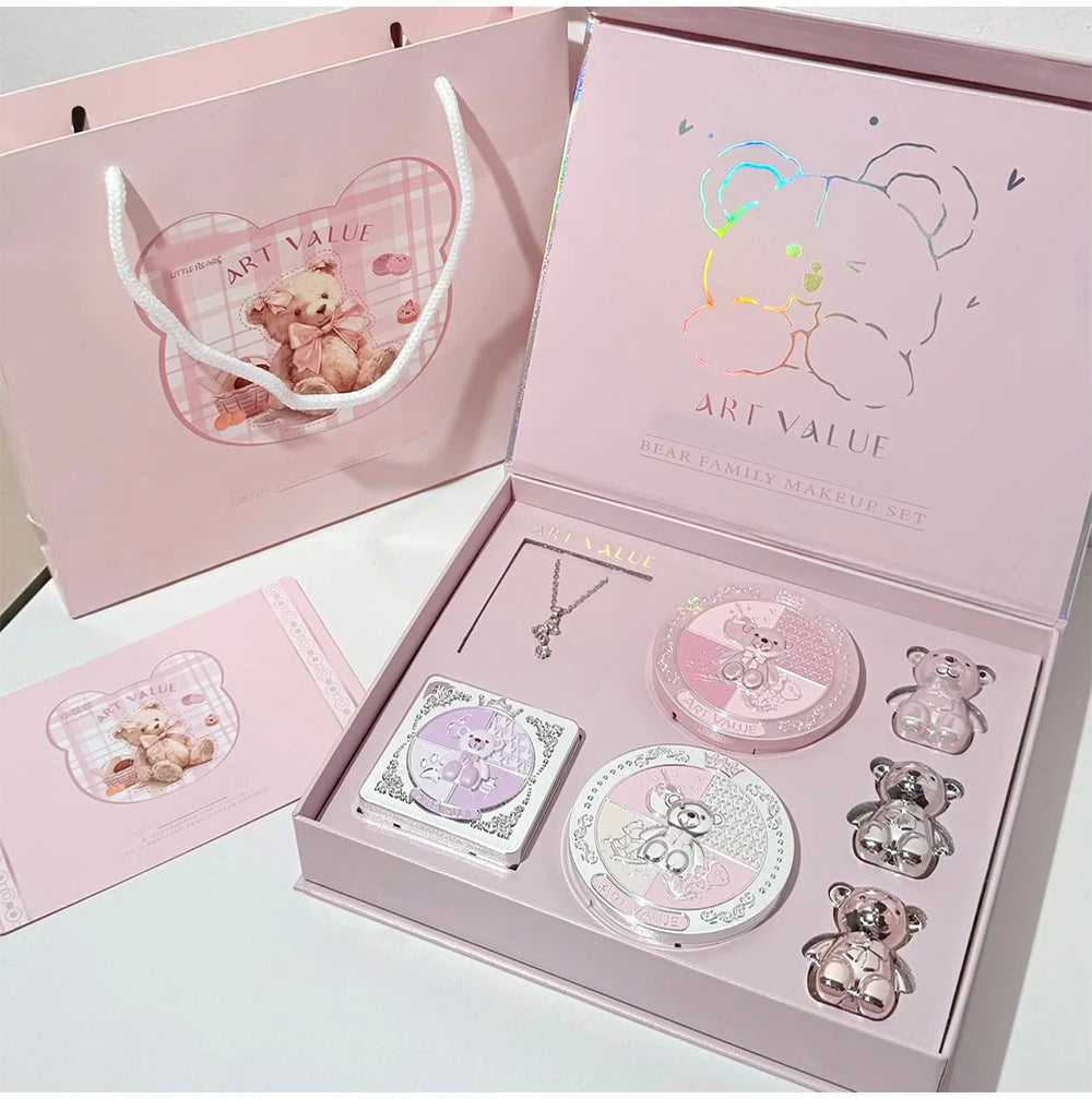 7-Piece Makeup Gift Set | Lip Mud, Pressed Powder, Blush, Eyeshadow Palette & Necklace