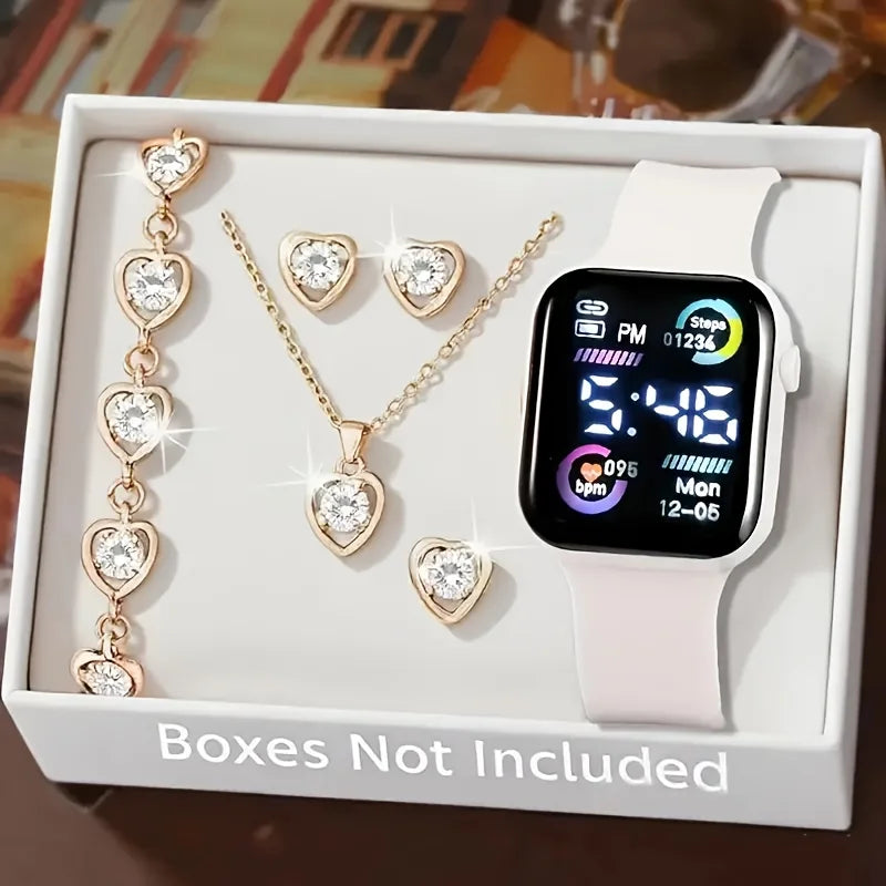 Fashion Electronic Watch & Jewellery Gift Set for Teens – 5 & 6 Piece