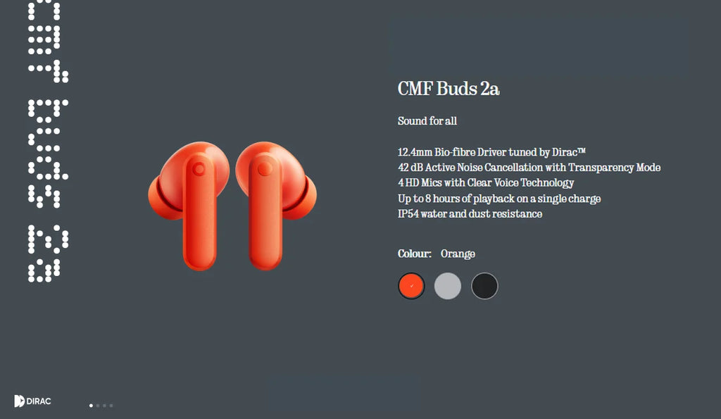 Home Sweet Home CMF Buds 2a wireless earbuds with charging case, black with sleek design and in-ear fit.