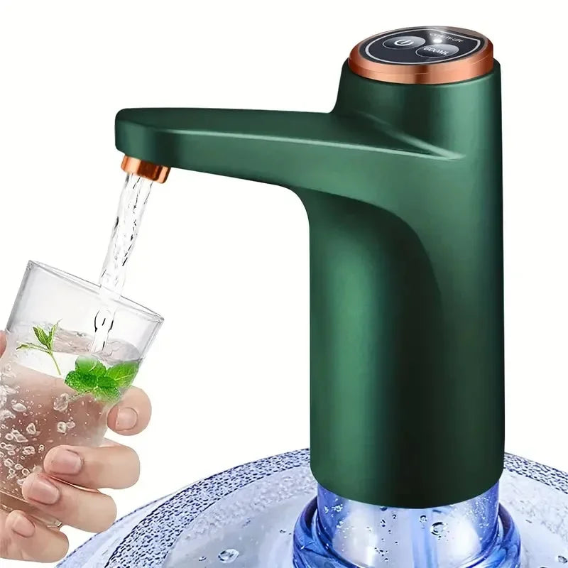 Portable 5-gallon water dispenser pump with USB charging from Home Sweet Home, showing the compact device with nozzle and USB port.