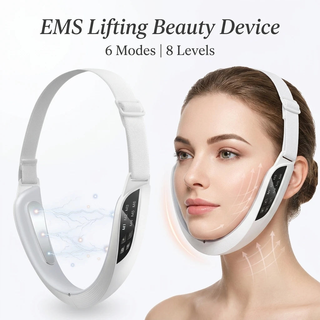 EMS V-Face Lifting Beauty Device — 6 Modes, 8 Levels, Micro-Current Facial Massager