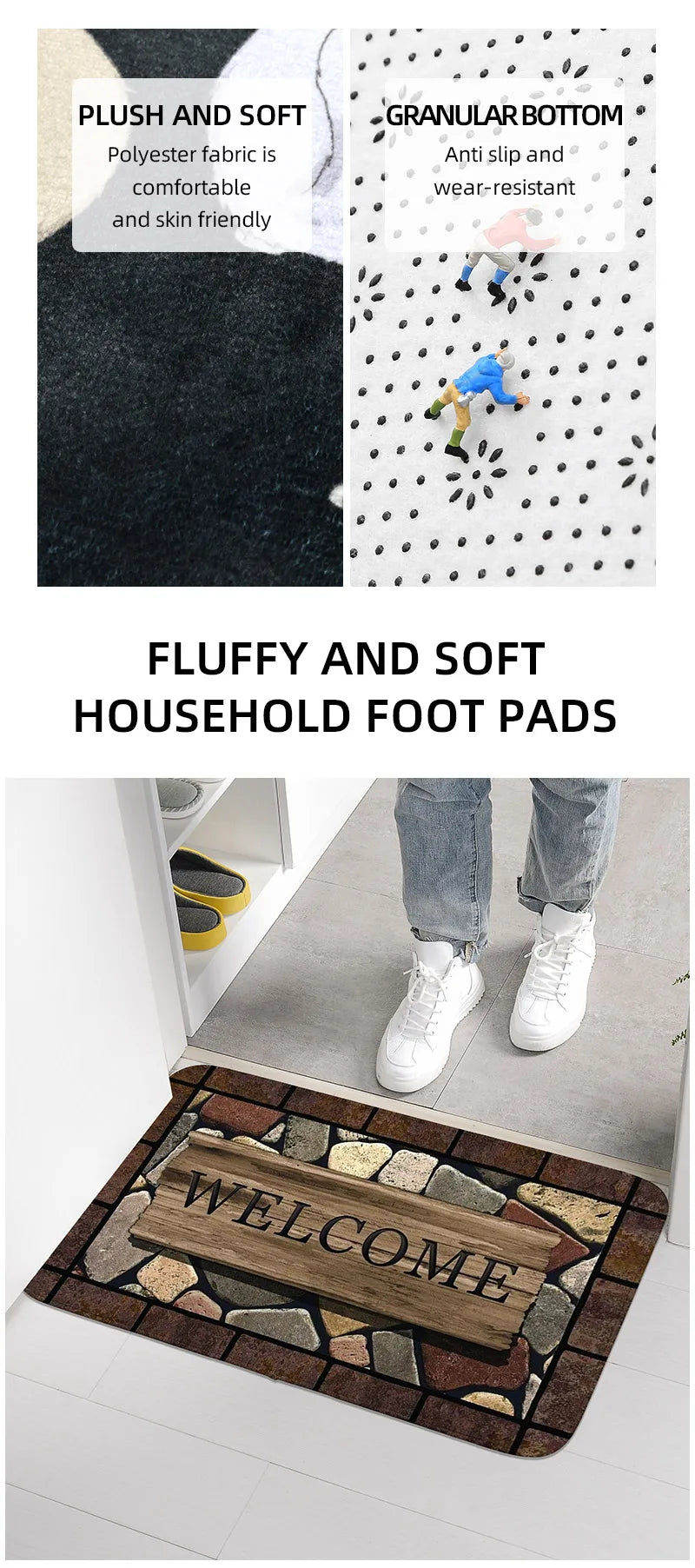 Floral & Letter Graphic Door Mat – Anti-Slip Memory Foam Rug for Home, Bath & Kitchen