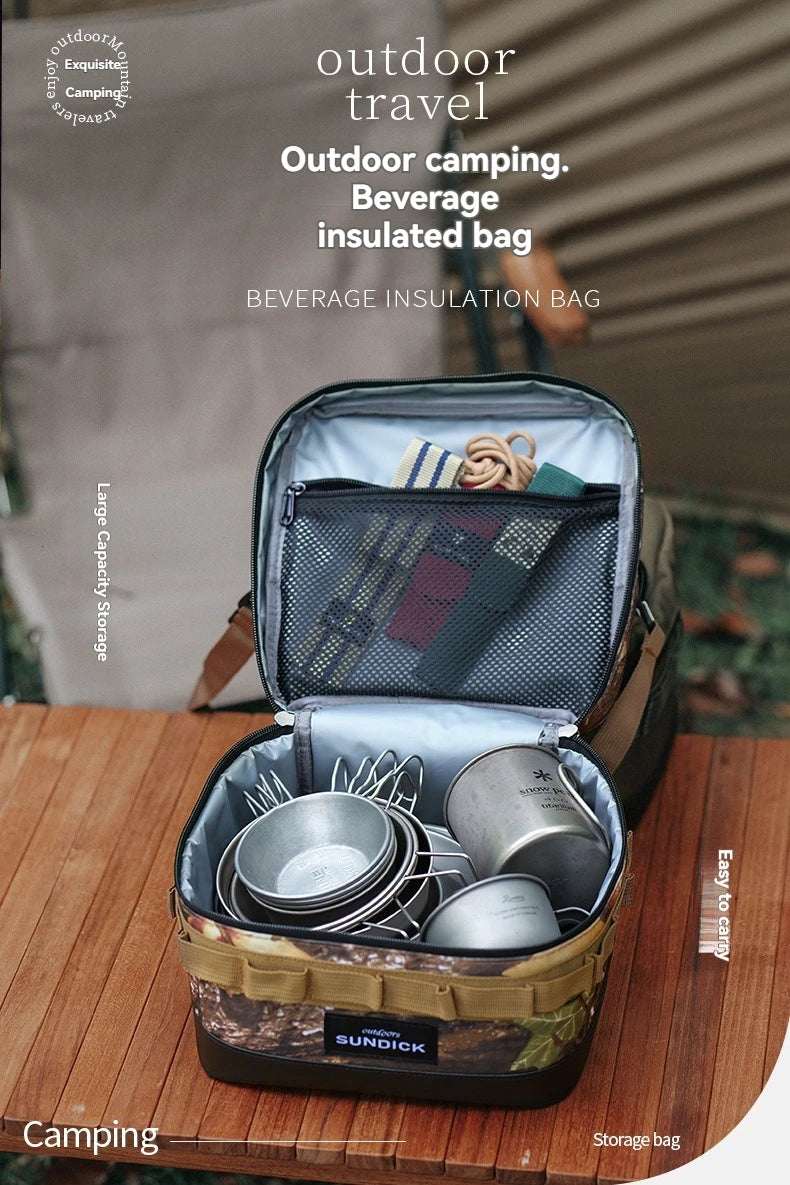 Large insulated picnic cooler bag by Home Sweet Home with multiple compartments and sturdy handles for outdoor food storage.