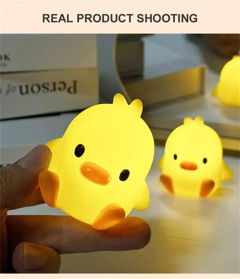 Cute Duck & Moon Night Light — LED Bedside Lamp, Kids Room Gift