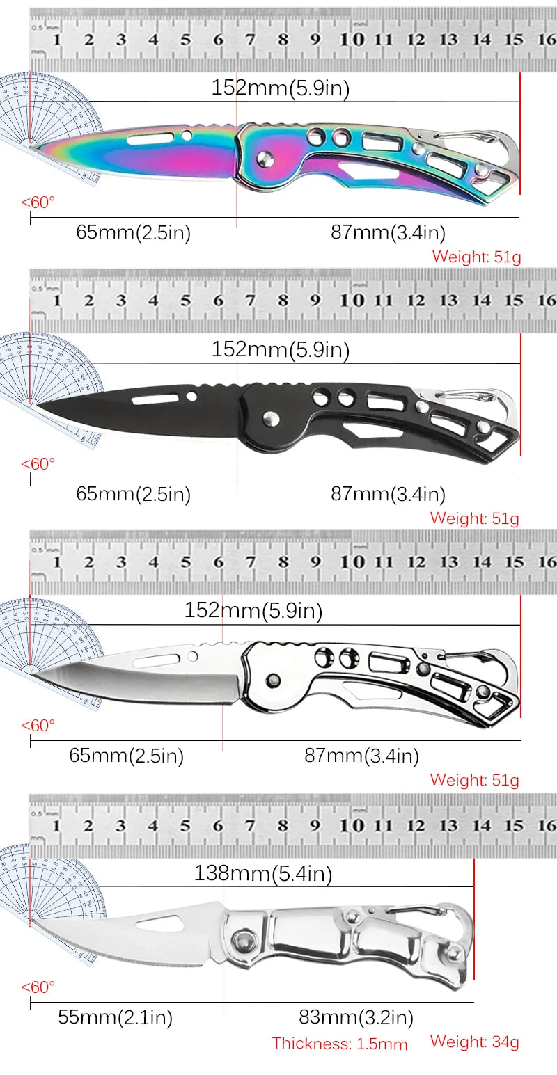 Folding Pocket Knife – Stainless Steel Fruit & Kitchen Knife with Non-Slip Handle