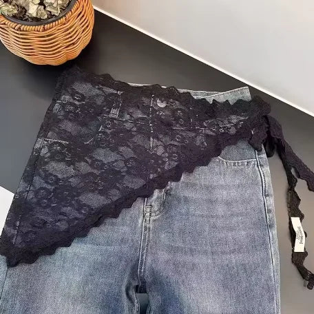 Lace Trim Bandana Scarf — 2-in-1 Hair Band & Waist Accessory