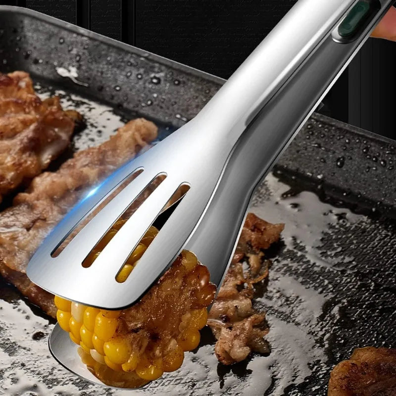 Stainless Steel Food Tongs BBQ Cooking Tongs Non-Slip Kitchen Clip 7"/9"/12"