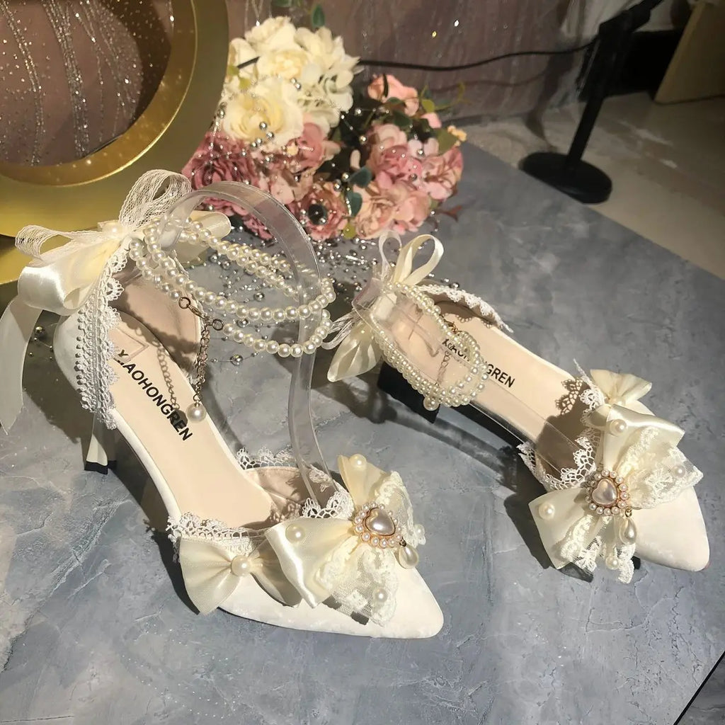 White Bridal Mary Jane Heels | Wedding Shoes for Women