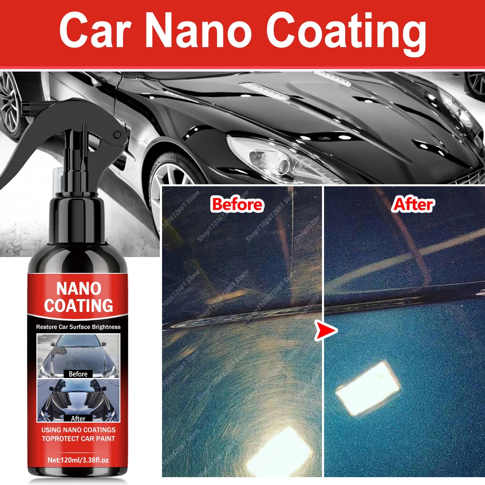 Graphene Nano Ceramic Car Coating Kit — High Gloss Paint Protection, Long-Lasting Shine