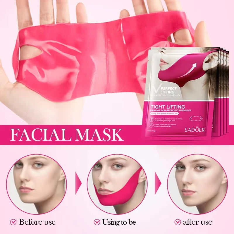 Home Sweet Home V-Shape Firming Face Mask showing the sleek black mask designed to contour and lift the face.