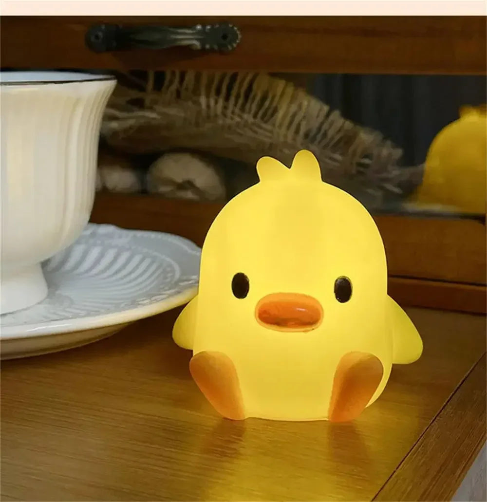 Cute Duck & Moon Night Light — LED Bedside Lamp, Kids Room Gift