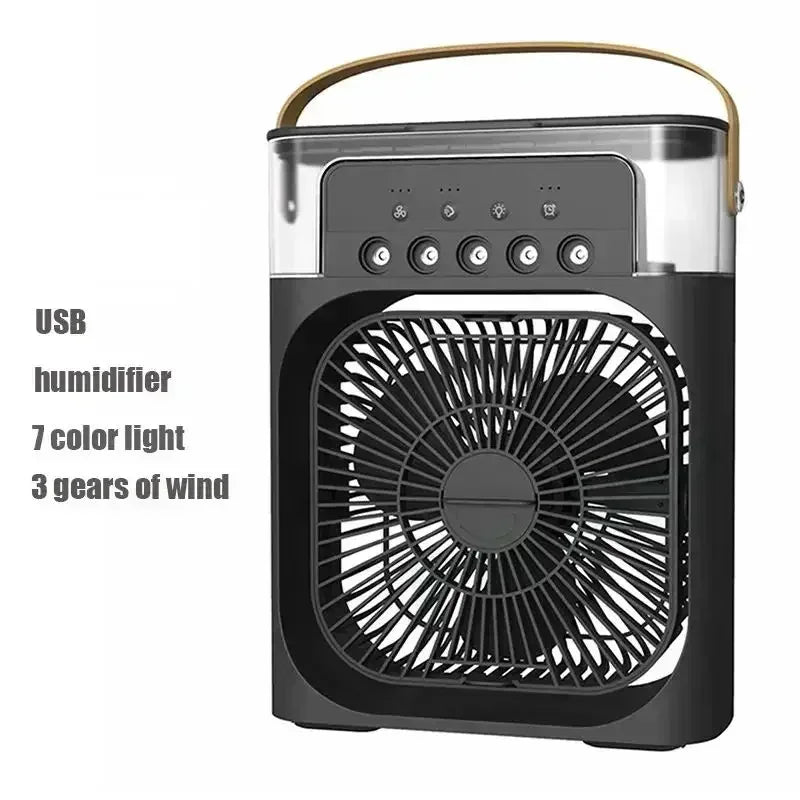 3-in-1 Portable Air Cooler Fan with Humidifier & LED Night Light — USB