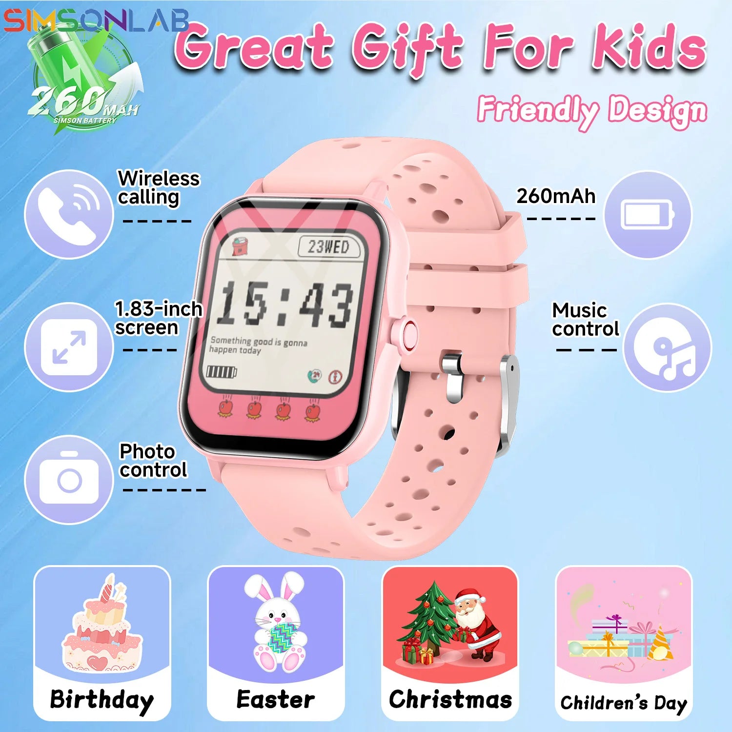 Smartwatch with Bluetooth Call, Voice Assistant & Fitness Tracker