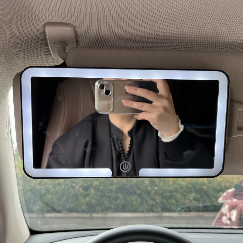 LED rechargeable car sun visor vanity mirror with built-in lighting, compact and portable for on-the-go grooming by Home Sweet Home