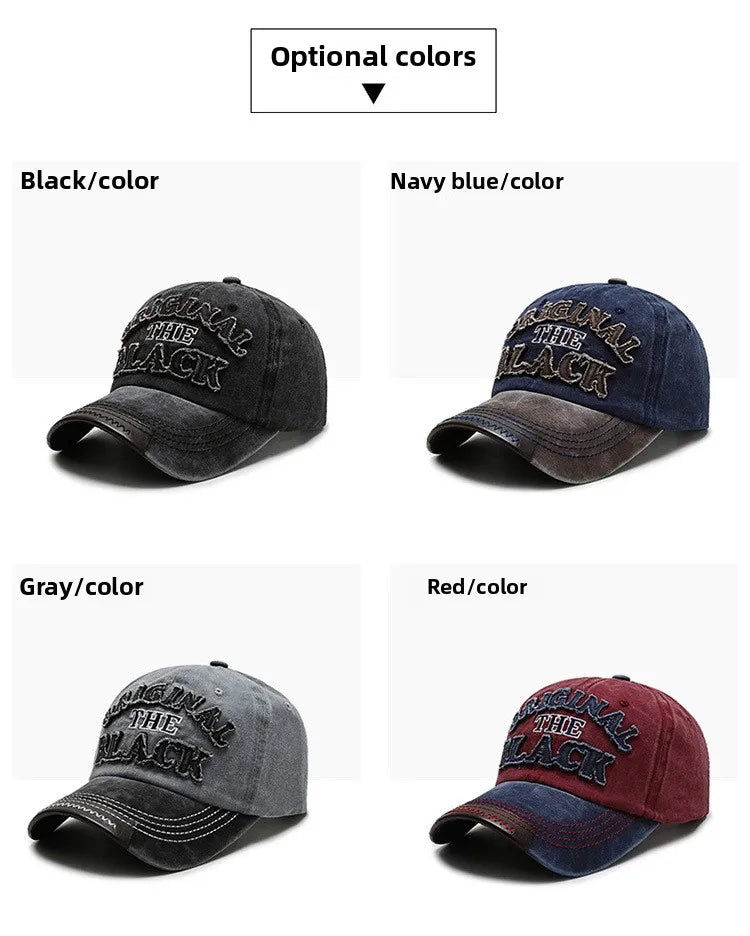 Retro Washed Cotton Baseball Cap – Unisex Curved Brim Sun Hat