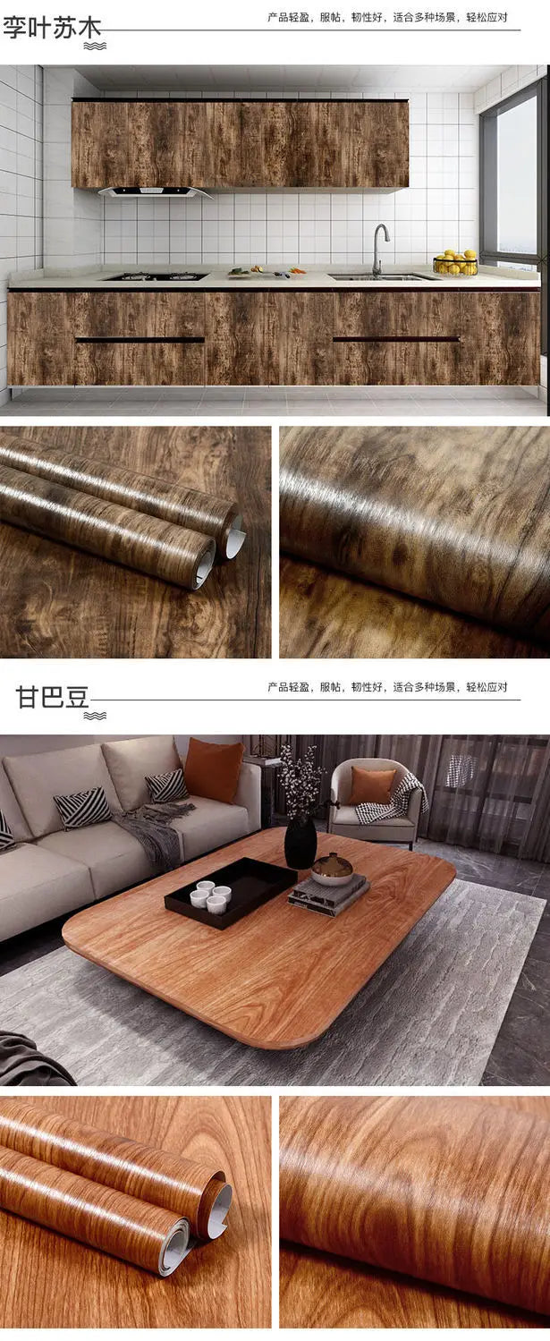 Wood Grain Peel & Stick Wallpaper – Self-Adhesive Waterproof PVC Wall Sticker