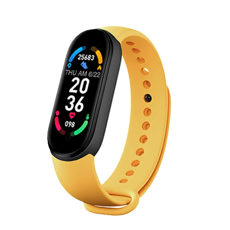 Smart fitness bracelet by Home Sweet Home featuring a sleek black band and digital display for activity tracking.
