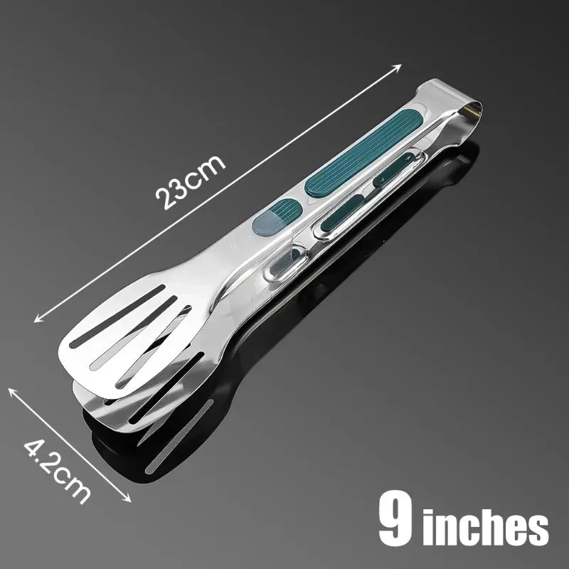 Stainless Steel Food Tongs BBQ Cooking Tongs Non-Slip Kitchen Clip 7"/9"/12"