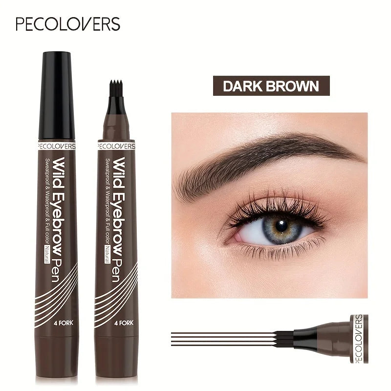 4-Tip Eyebrow Tattoo Pen – Waterproof Liquid Microblading Pencil, 6 Shades