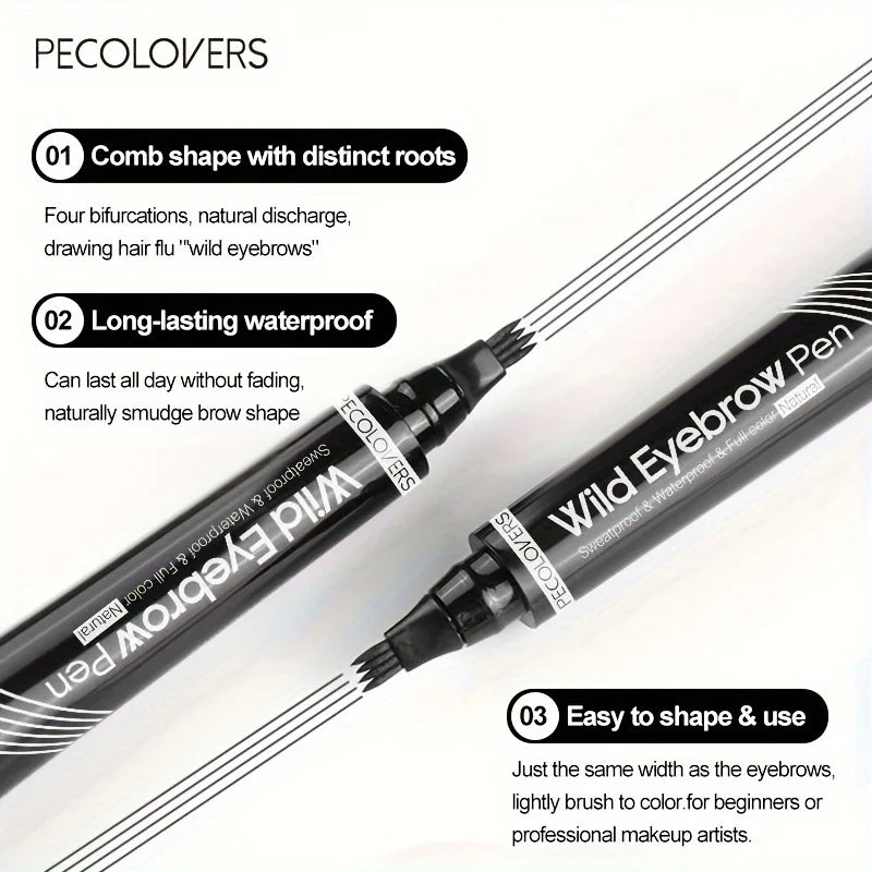 4-Tip Eyebrow Tattoo Pen – Waterproof Liquid Microblading Pencil, 6 Shades