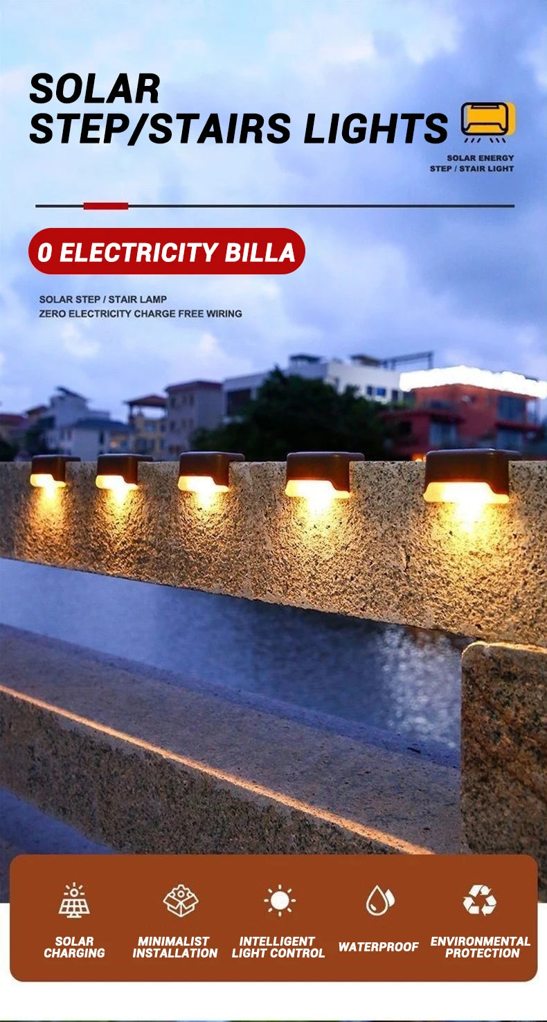 Solar LED Deck & Step Lights — Waterproof Outdoor Garden Stair Lamp, 1–12 Pack